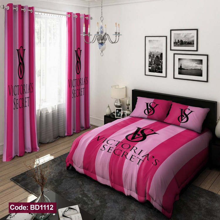 ست روتختی فول سایزبندی صورتی و سرخابی طرح VICTORIA SECRET
